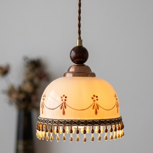 Suspension Guirlande Perles — Céramique & Bois