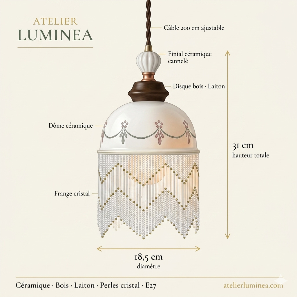 Suspension Dôme Céramique — Simple & Cristal